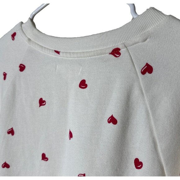 Women’s Size M Crop Sweater Heart Print Ivory Pink Trending Casual Sweater’s - Picture 5 of 8